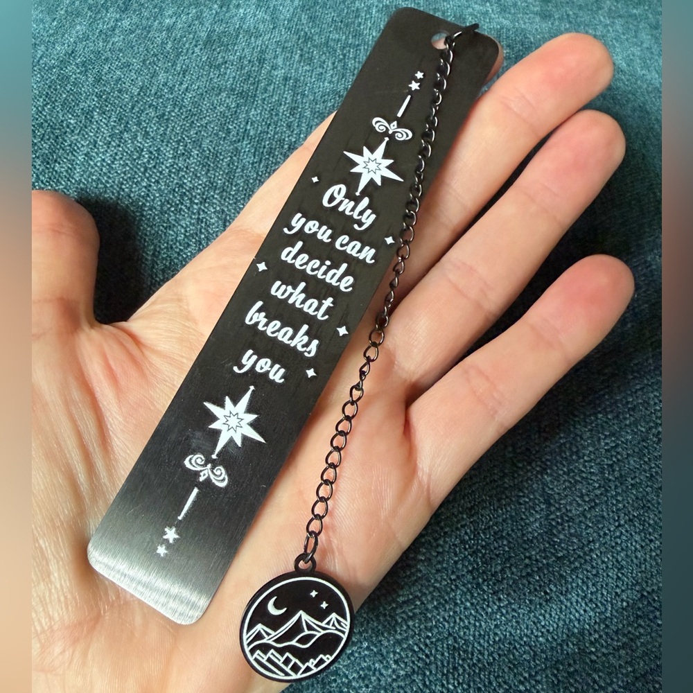 Acotar quote bookmark, Inspirational Silver Bookmark with Chain